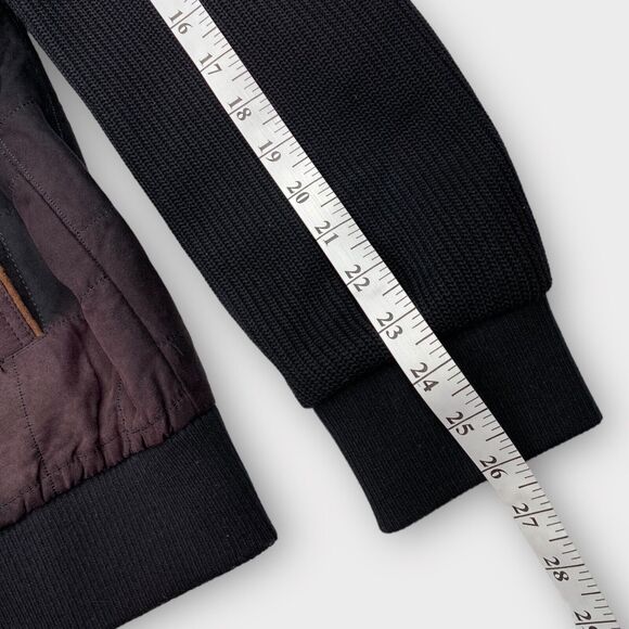 Barabas Bomber Jacket Mens Extra Large Quilted Wool Blend Zip Knit Sleeve Black - Picture 14 of 14